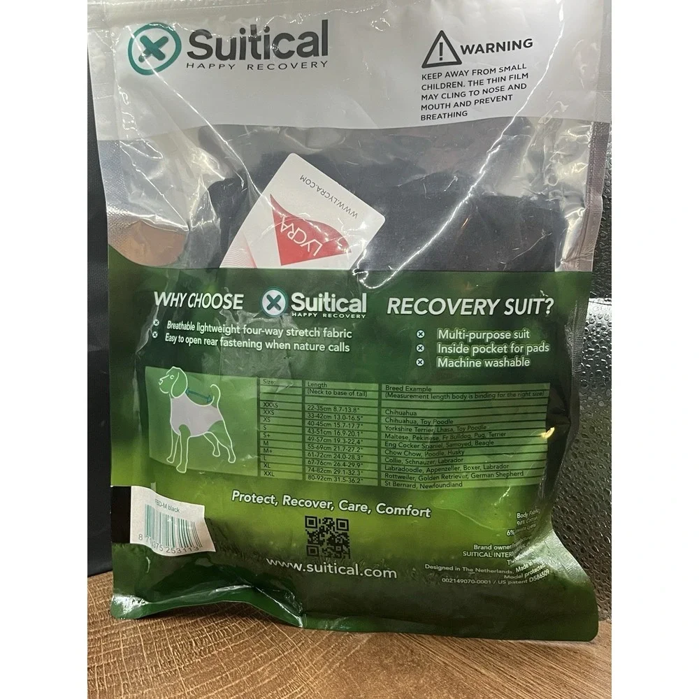 Suitical Dog‎ Recovery Suit Surgery  Black *Collar Alternative* MEDIUM 21-27